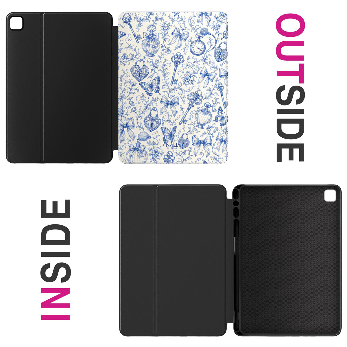 Toile iPad Pro 13 Klapphülle mit Toile de Jouy, innen und außen
