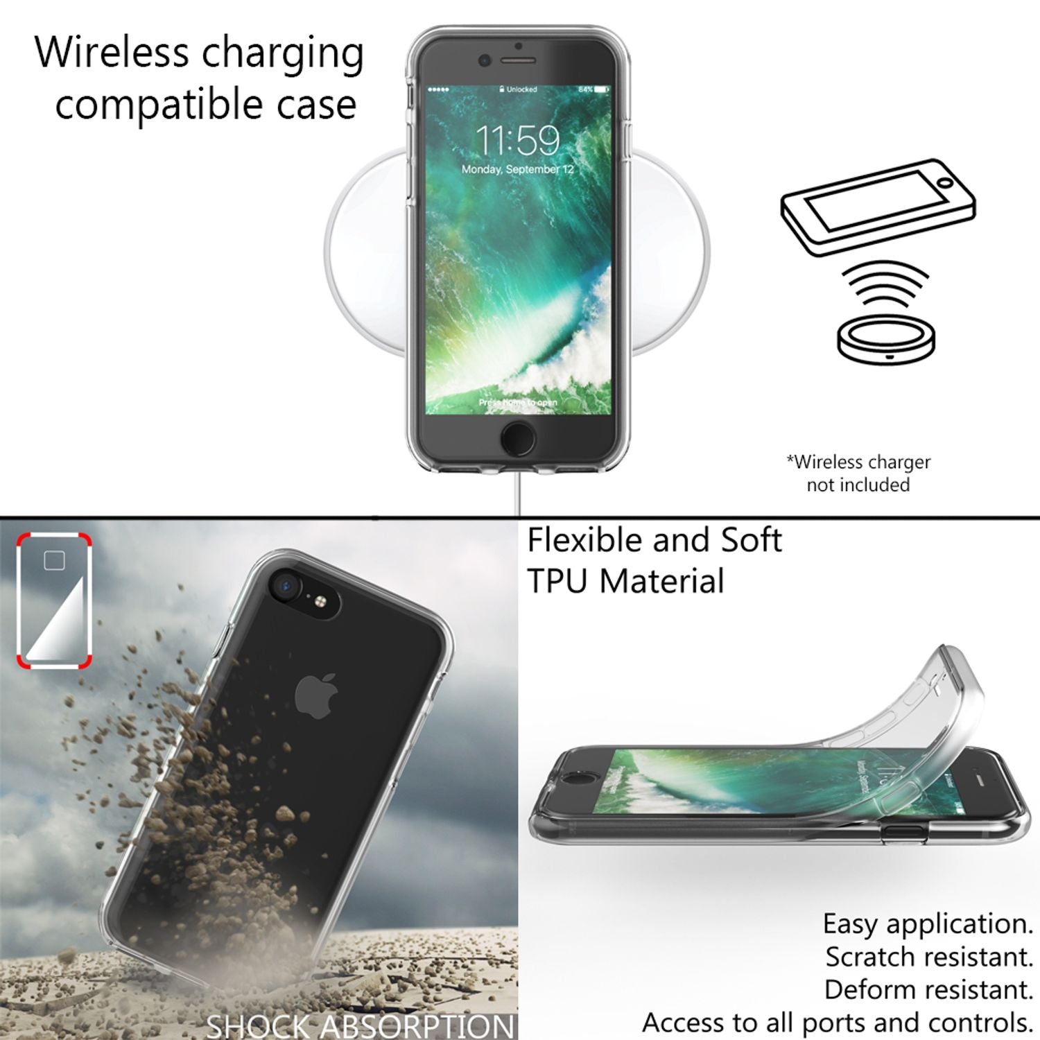 NALIA 360° Handy Hülle für iPhone SE 2022 / SE 2020 / 8 / 7, Case Cover Schutz Transparent NALIA Transparente Hülle