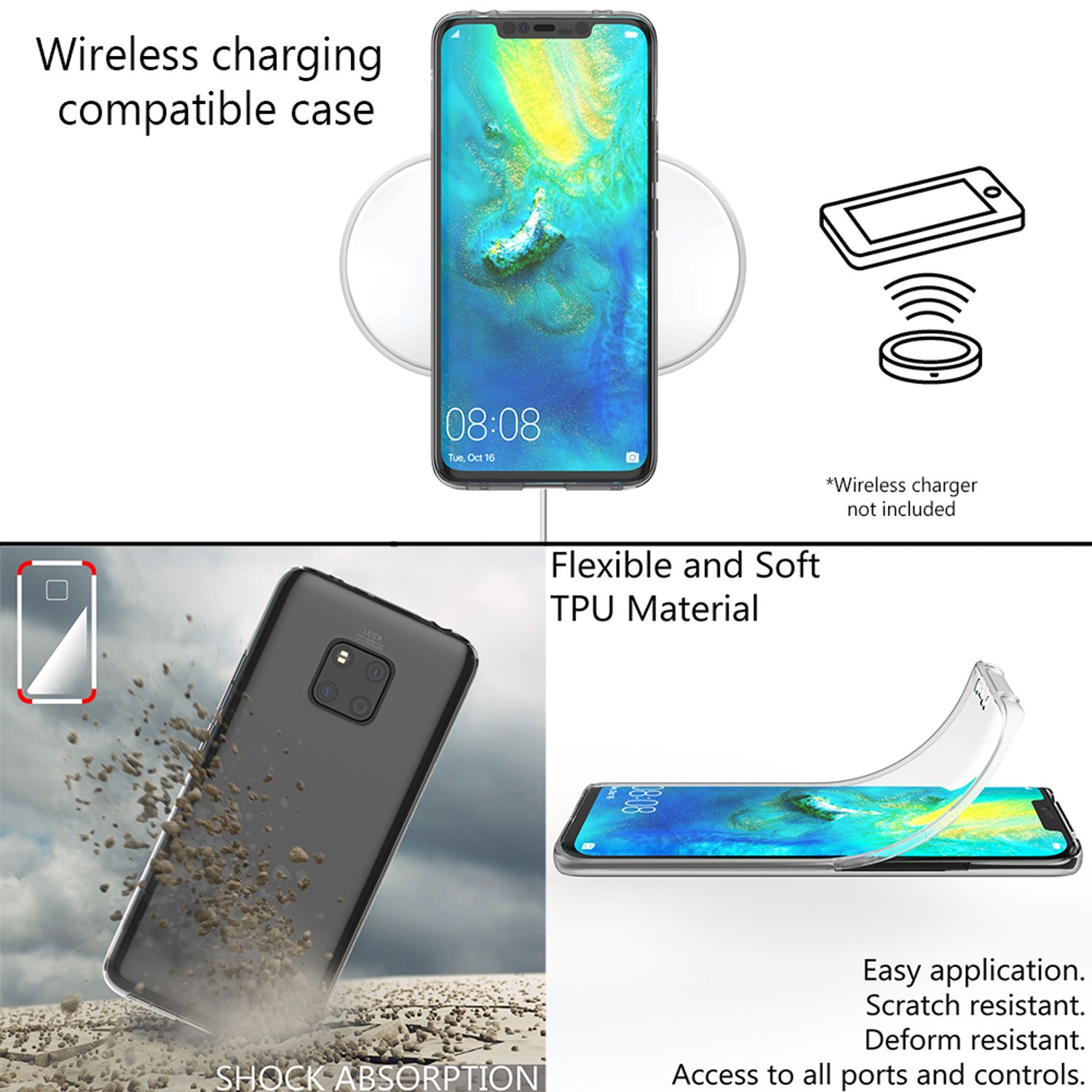 NALIA 360 Grad Handy Hülle für Huawei Mate20 Pro, Full Cover Case Bumper Etui Transparent NALIA Transparente Hülle