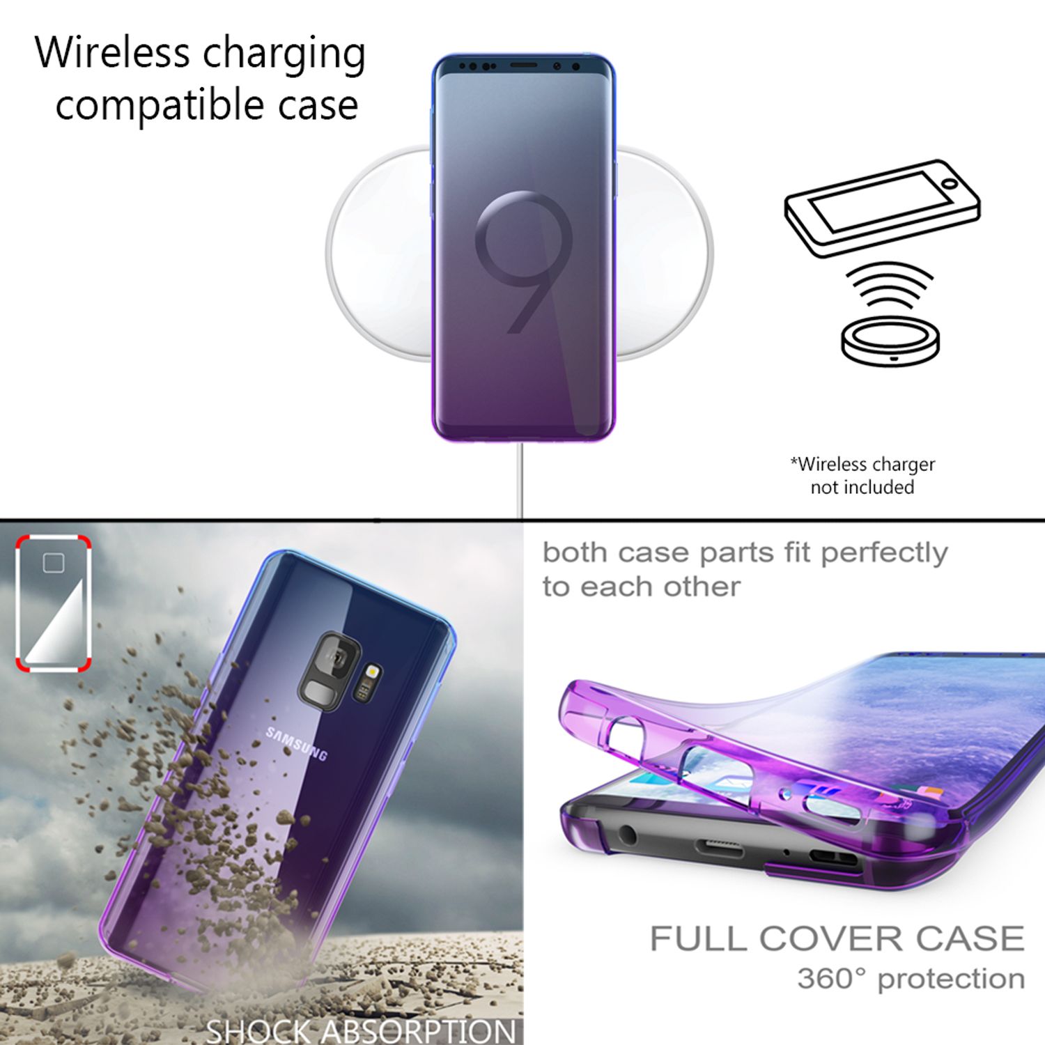 Samsung Galaxy S9 360 Grad Handy Hülle von NALIA Full Cover vorne & hinten Rundum Transparent NALIA
