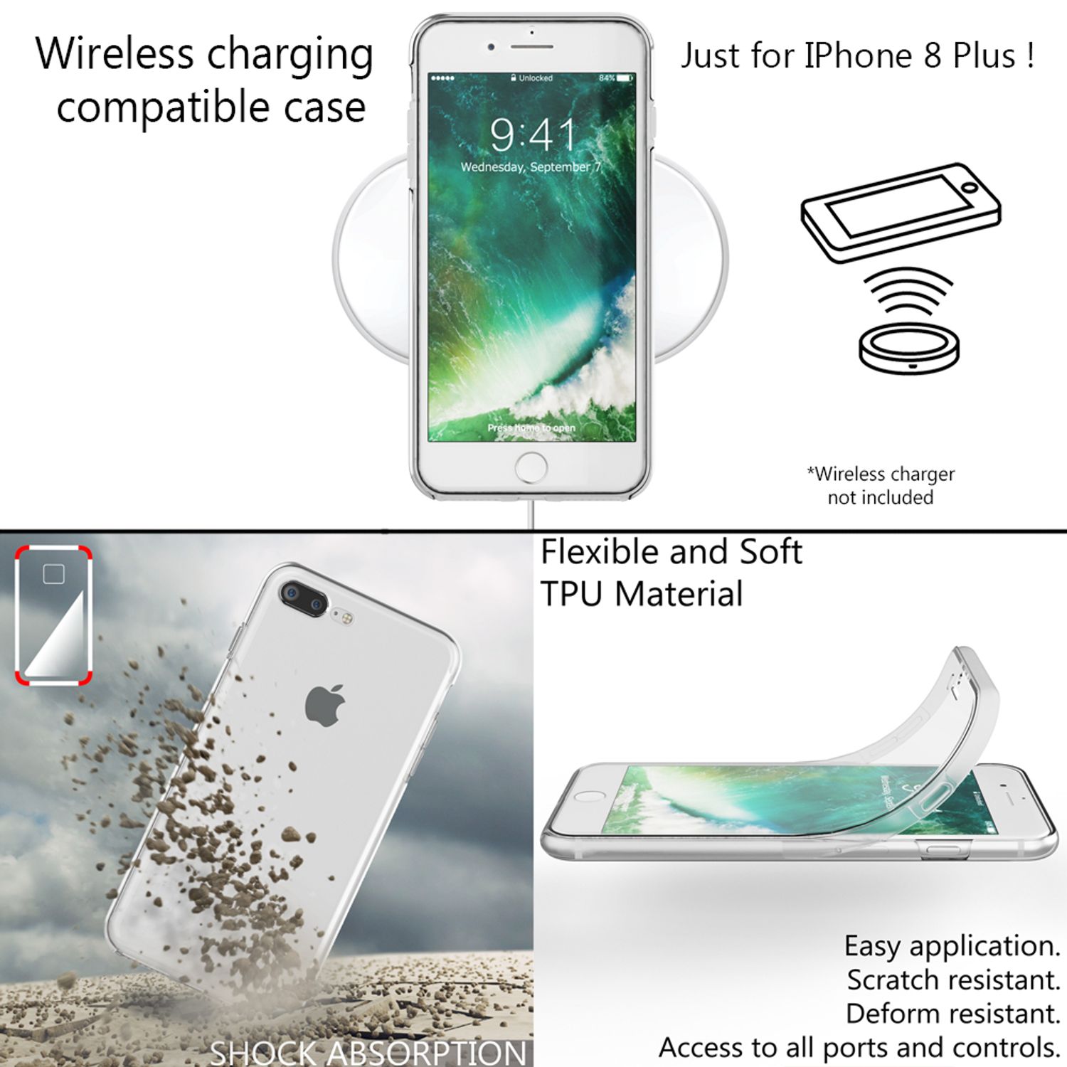 NALIA 360 Grad Handy Hülle für Apple iPhone 8 Plus / 7 Plus, Full Cover Case Transparent NALIA Transparente Hülle