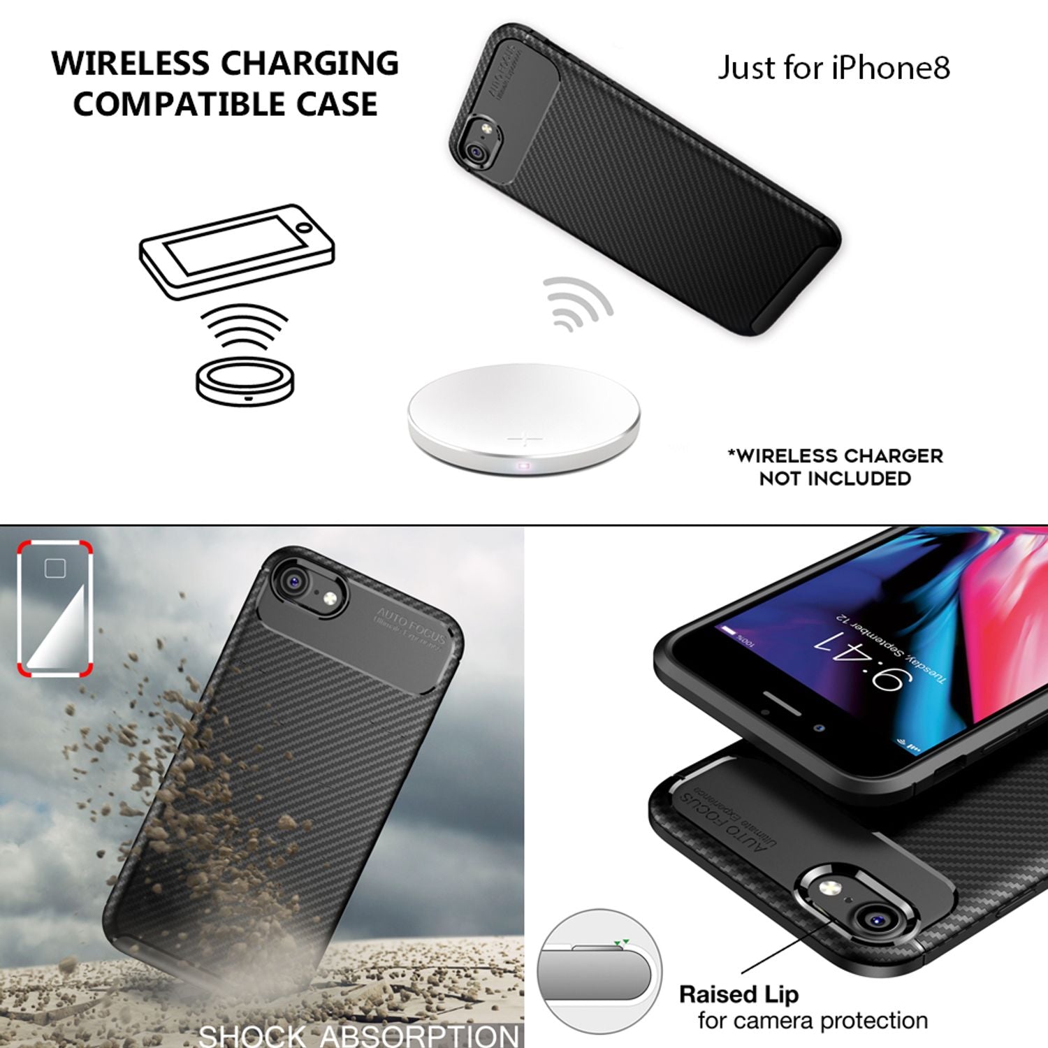 NALIA Handy Hülle für iPhone SE 2022 / SE 2020 / 8 / 7, Carbon Case Silikon Cover Schutz Default Title NALIA Protective Hülle