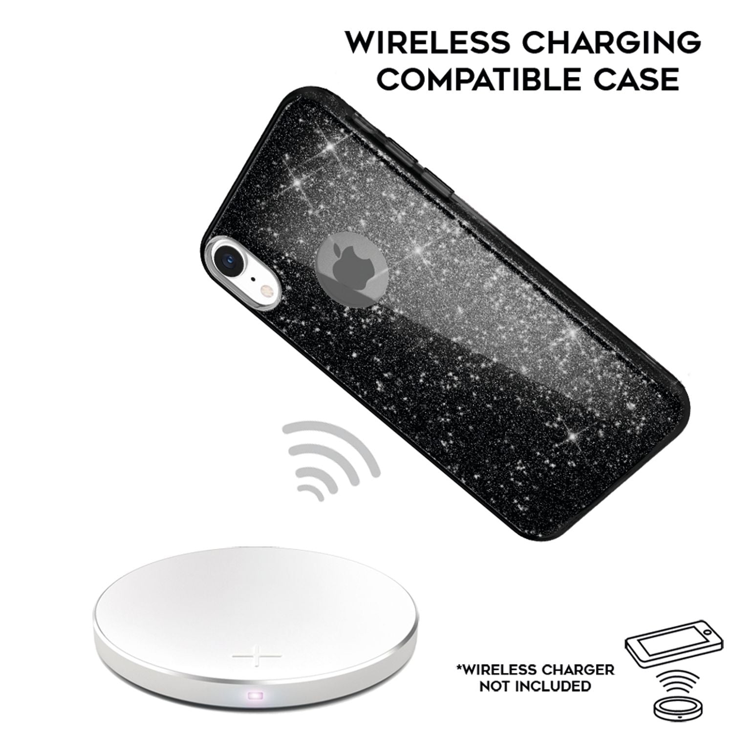 NALIA Hülle für iPhone XR, Handyhülle Glitzer Ultra-Slim Silikon-Case Back-Cover Schwarz NALIA Protective Hülle