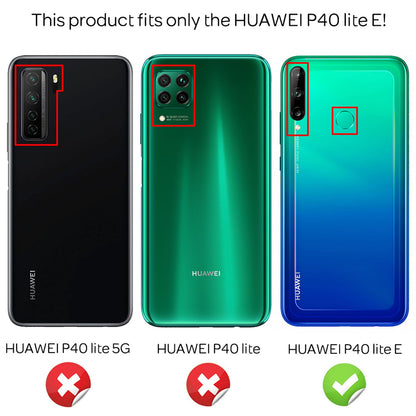 NALIA Handy Hülle für Huawei P40 lite E, Leder Look Silikon Cover Case Bumper