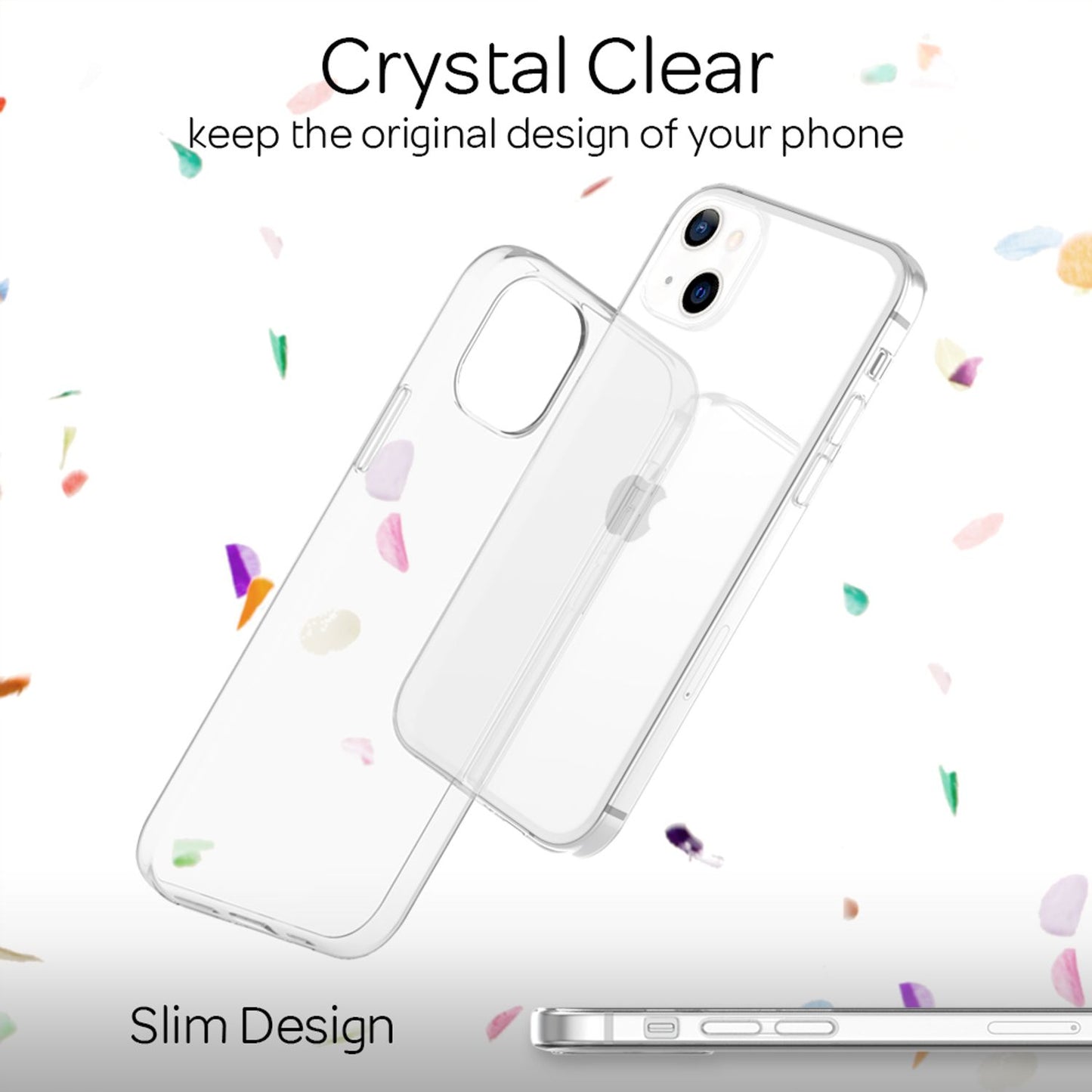 NALIA Silikon Handy Hülle für iPhone 13, Transparent Durchsichtig Cover Case