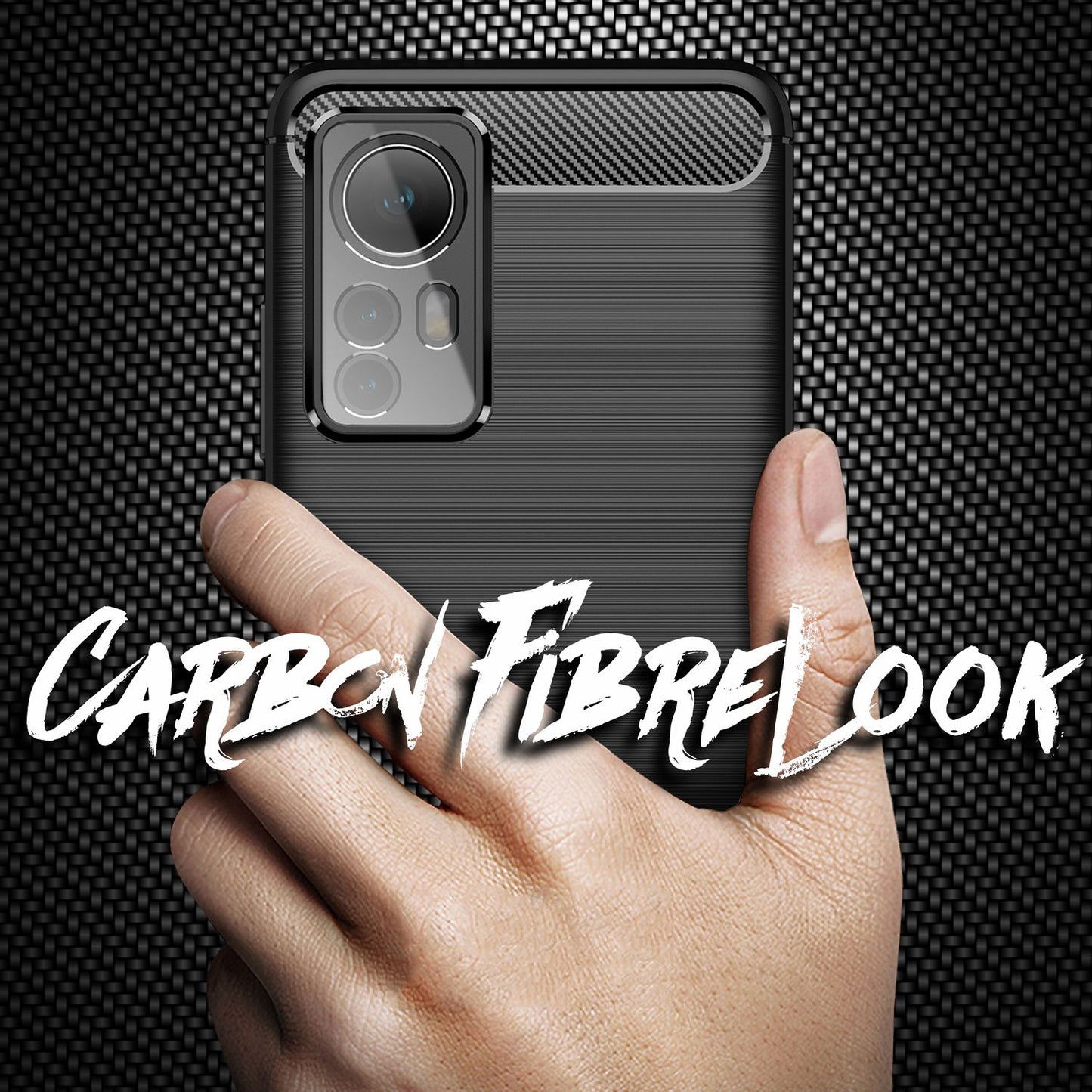 Carbon Look Case für Xiaomi 12/ Xiaomi 12X - Handy Hülle Smartphone TPU Cover