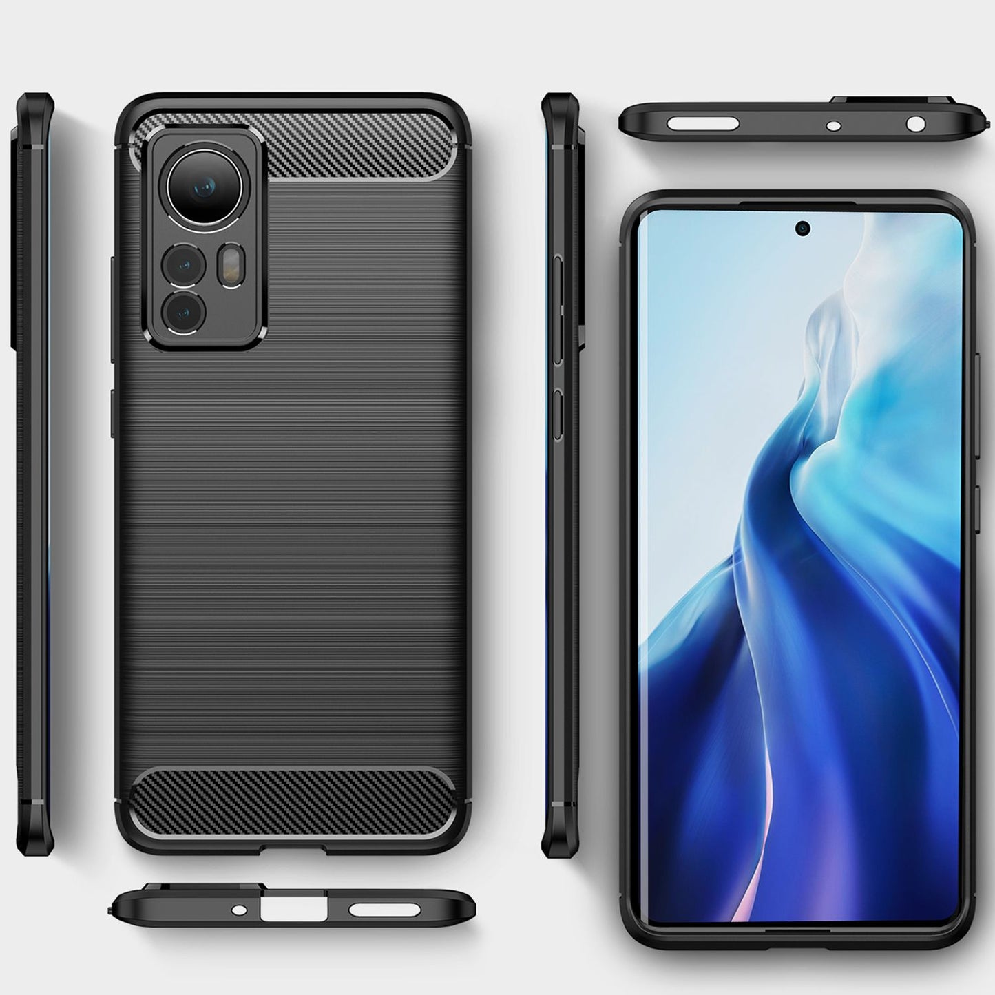 Carbon Look Case für Xiaomi 12/ Xiaomi 12X - Handy Hülle Smartphone TPU Cover