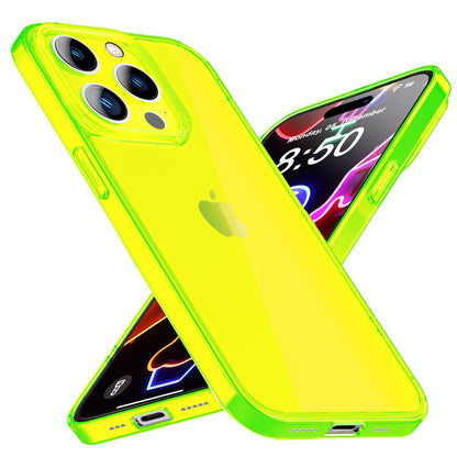 Neon Hülle für iPhone 14 Pro, Durchscheinend Bunt Handyhülle Cover Schutzhülle