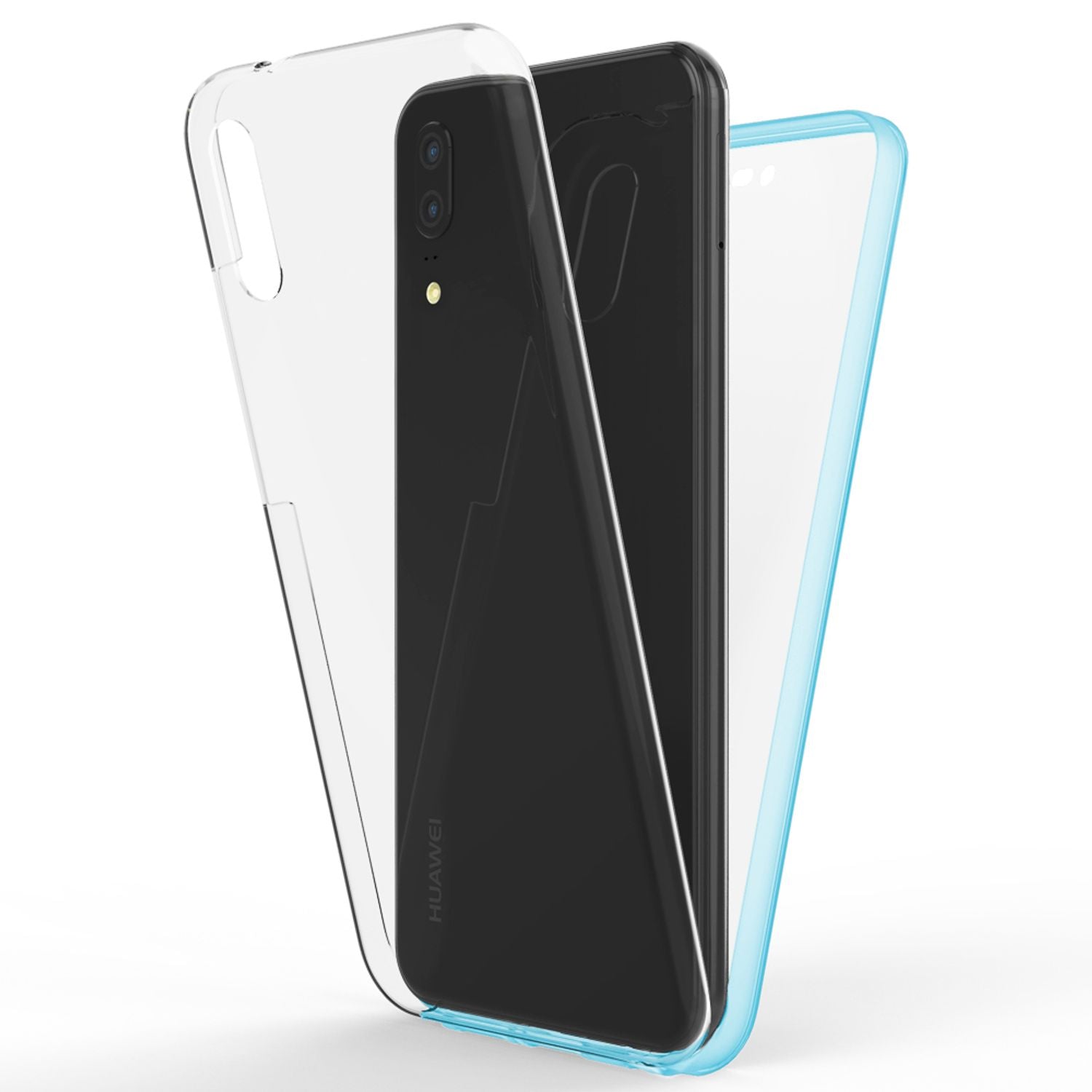 NALIA 360 Grad Handy Hülle für Huawei P20, Full Cover Case Bumper Displayschutz Transparent NALIA Transparente Hülle