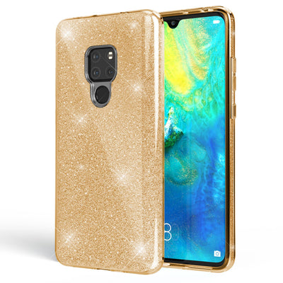 NALIA Glitzerhülle für Huawei Mate 20 – Funkelnder Glitzer-Look & Grip – SHINEPOP (Silikon Case) – Marke aus Berlin Gold NALIA Protective Hülle