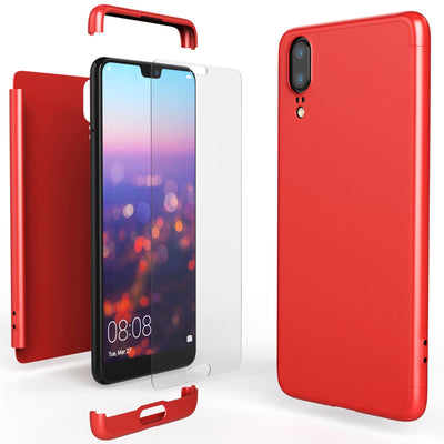 NALIA Rundum Handyhülle kompatibel mit Huawei P20, Cover 360° Grad Hülle Full-Body Doppel-Schutz mit Displayschutzglas, Slim Bumper Hard-Case 2 in 1 Etui, Rückseite & Rahmen NALIA GlasSchutz