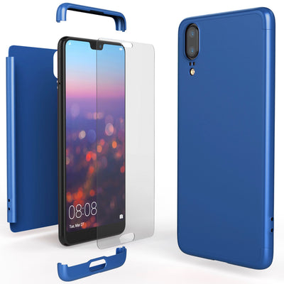 NALIA Rundum Handyhülle kompatibel mit Huawei P20, Cover 360° Grad Hülle Full-Body Doppel-Schutz mit Displayschutzglas, Slim Bumper Hard-Case 2 in 1 Etui, Rückseite & Rahmen NALIA GlasSchutz