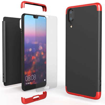 NALIA Rundum Handyhülle kompatibel mit Huawei P20, Cover 360° Grad Hülle Full-Body Doppel-Schutz mit Displayschutzglas, Slim Bumper Hard-Case 2 in 1 Etui, Rückseite & Rahmen Rose Gold NALIA GlasSchutz