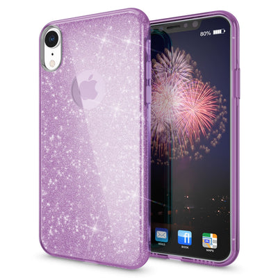 NALIA Glitzerhülle für iPhone XR – Funkelnder Glitzer-Look & Grip – SHINEPOP (Silikon Case) – Marke aus Berlin Lila NALIA Protective Hülle