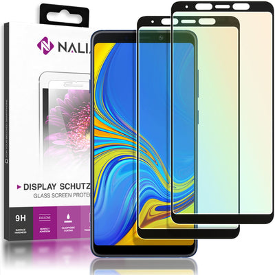 NALIA 2-Pack Display-Schutzglas kompatibel mit Samsung Galaxy A8 (2018), Handy Bildschirm Glas Abdeckung, Dünne Schutz-Folie, Smart-Phone TPU Screen Protector - Kristall-Klar Transparent (schwarz) Default Title NALIA GlasSchutz
