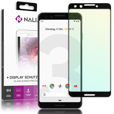 NALIA Schutzglas kompatibel mit Google Pixel 3, 9H Full-Cover Display Schutz Glas-Folie, Dünne Handy Schutzfolie Bildschirm-Abdeckung, Schutz-Film Clear HD Screen Protector - Transparent (schwarz) Default Title NALIA GlasSchutz