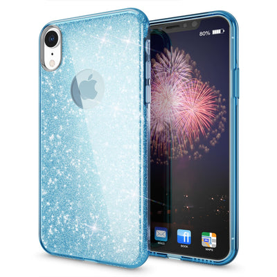 NALIA Glitzerhülle für iPhone XR – Funkelnder Glitzer-Look & Grip – SHINEPOP (Silikon Case) – Marke aus Berlin Türkis NALIA Protective Hülle