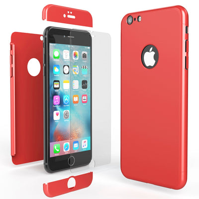 NALIA 360 Grad Handyhülle kompatibel mit iPhone 6 Plus, Full-Cover & Glas vorne hinten Hülle Doppel-Schutz Dünn Ganzkörper Hard-Case Etui Handy-Tasche Bumper & Displayschutz Rose Gold NALIA GlasSchutz