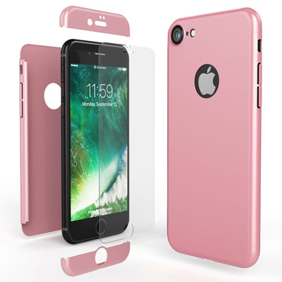NALIA Rundum Handyhülle kompatibel mit iPhone 7, Cover 360° Grad Full-Body Doppel-Schutz Hülle mit Displayschutzglas, Bumper Hard-Case 2 in 1 Etui, Rückseite & Rahmen NALIA GlasSchutz