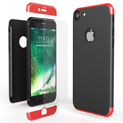 NALIA Rundum Handyhülle kompatibel mit iPhone 7, Cover 360° Grad Full-Body Doppel-Schutz Hülle mit Displayschutzglas, Bumper Hard-Case 2 in 1 Etui, Rückseite & Rahmen NALIA GlasSchutz