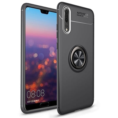NALIA Ring Hülle kompatibel mit Huawei P20, Schutzhülle Cover magnetische Silikon Handyhülle für KFZ-Halterung 360-Grad Finger-Halter, Case Dünn Smartphone Ständer Slim Back Etui Bumper - Schwarz Default Title NALIA Protective Hülle