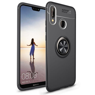 NALIA Ring Hülle kompatibel mit Huawei P20 Lite, Schutzhülle Cover magnetische Silikon Handyhülle für KFZ-Halterung 360-Grad Finger-Halter, Case Dünn Smartphone Ständer Slim Etui Bumper - Schwarz Default Title NALIA Protective Hülle