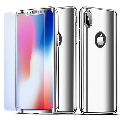 NALIA 360 Grad Handyhülle kompatibel mit Apple iPhone XS Max, Full-Cover & Schutzglas vorne hinten Hülle Doppel-Schutz Dünn Ganzkörper Case Etui Handy-Tasche Bumper & Displayschutz Schwarz NALIA GlasSchutz