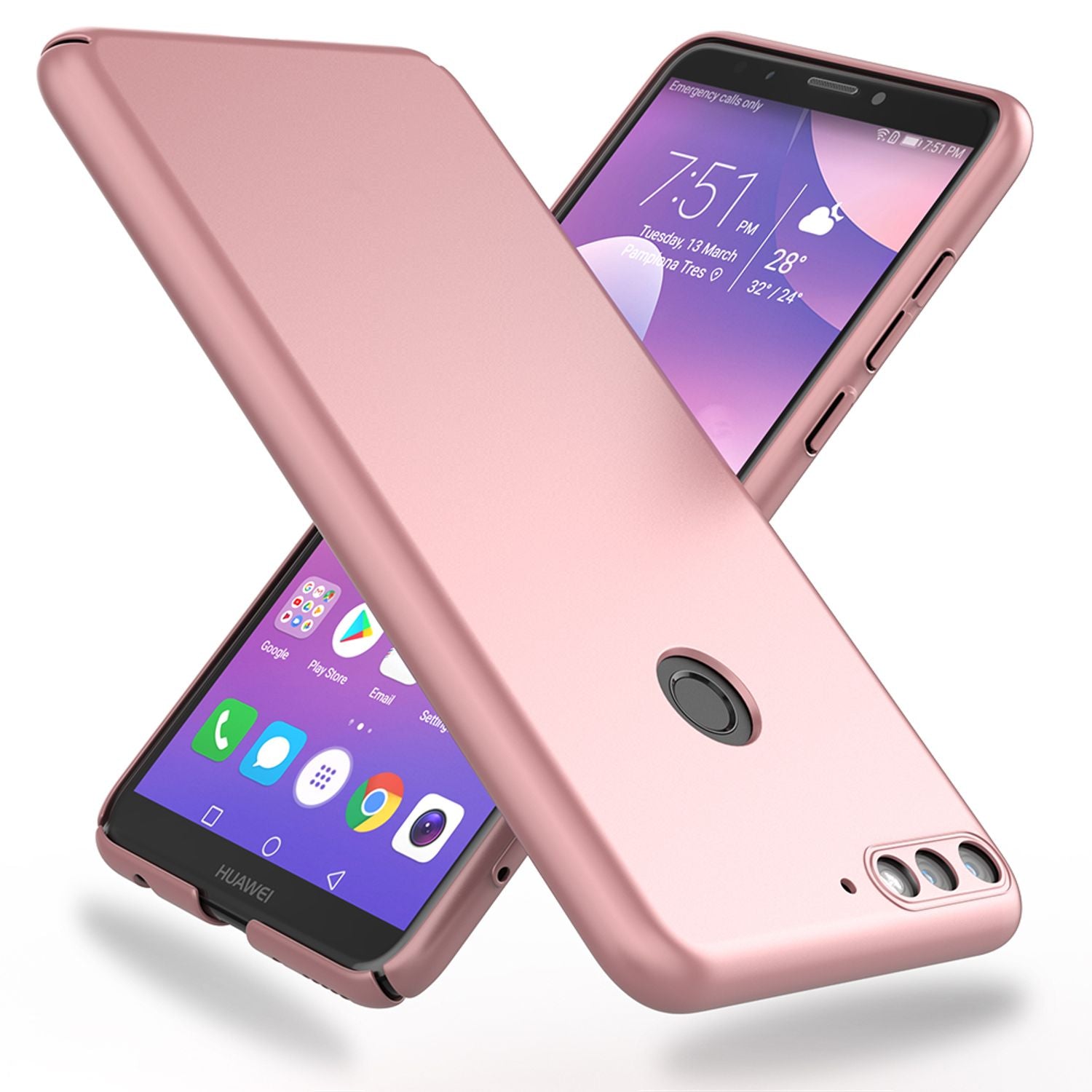 NALIA Handyhülle für Huawei Y7 (2018), Dünne Hard Case Schutz Hülle Slim Cover Rose Gold NALIA SlimFit Hülle