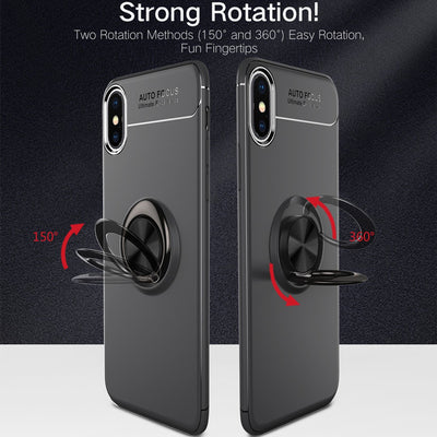 NALIA Ringhülle für iPhone X / XS – Ring-Ständer 360° & für Magnet-Halter – GRIP360 (Mattiertes Silikon Case) – Marke aus Berlin Schwarz NALIA Protective Hülle