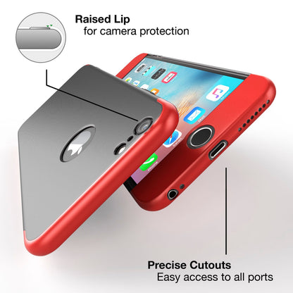 iPhone 6/6S Hülle Rundum Handyhülle mit Displayschutz von NALIA, 360° Cover Case Rot Schwarz NALIA GlasSchutz