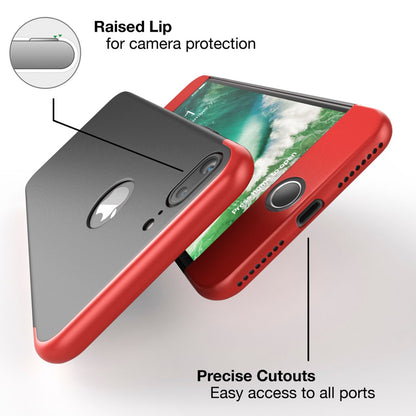 Apple iPhone 7 Plus Rundum Handy Hülle mit Displayschutz von NALIA, 360° Case Rot Schwarz NALIA