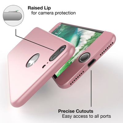 iPhone 7 Plus Handyhülle 360° NALIA Case Cover Komplettschutz Rundum Outdoor Rose Gold NALIA GlasSchutz