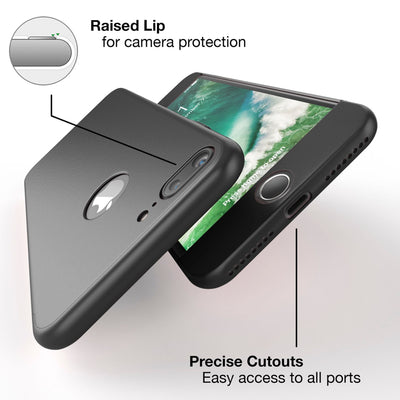 iPhone 7 Plus Handyhülle 360° NALIA Case Cover Komplettschutz Rundum Outdoor Schwarz NALIA GlasSchutz