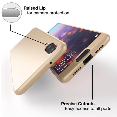 NALIA Rundum Handyhülle kompatibel mit Huawei P20, Cover 360° Grad Hülle Full-Body Doppel-Schutz mit Displayschutzglas, Slim Bumper Hard-Case 2 in 1 Etui, Rückseite & Rahmen NALIA GlasSchutz
