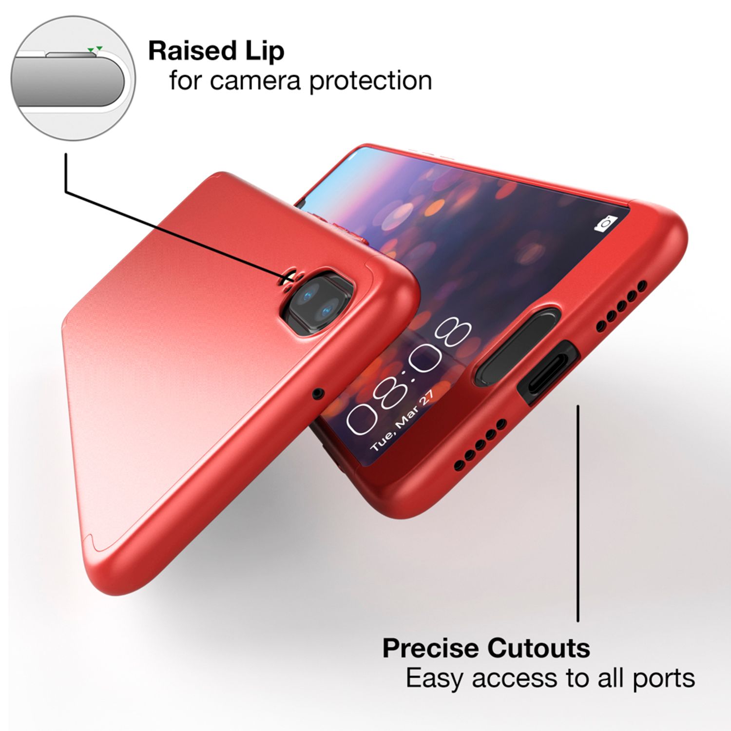 Huawei P20 Hülle 360 Grad Handyhülle mit Displayschutz von NALIA, 360° Cover Case NALIA