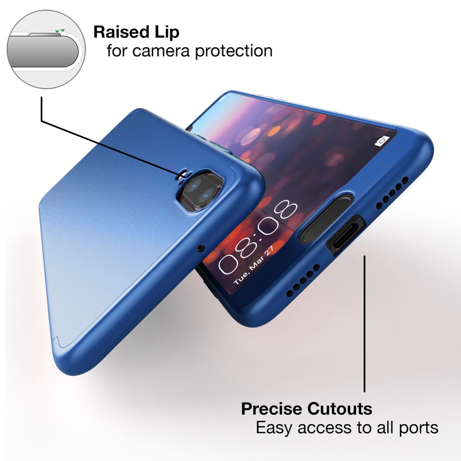 Huawei P20 Hülle 360 Grad Handyhülle mit Displayschutz von NALIA, 360° Cover Case NALIA