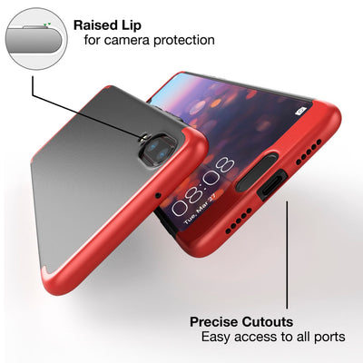 NALIA Rundum Handyhülle kompatibel mit Huawei P20, Cover 360° Grad Hülle Full-Body Doppel-Schutz mit Displayschutzglas, Slim Bumper Hard-Case 2 in 1 Etui, Rückseite & Rahmen Rose Gold NALIA GlasSchutz