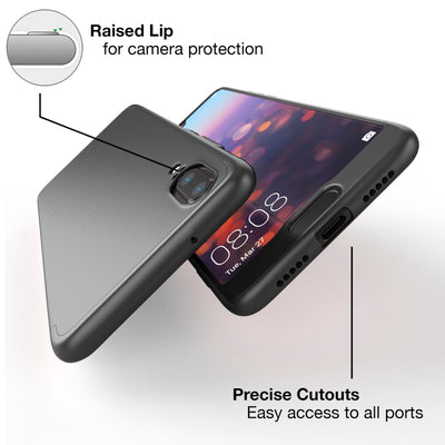 NALIA Rundum Handyhülle kompatibel mit Huawei P20, Cover 360° Grad Hülle Full-Body Doppel-Schutz mit Displayschutzglas, Slim Bumper Hard-Case 2 in 1 Etui, Rückseite & Rahmen NALIA GlasSchutz