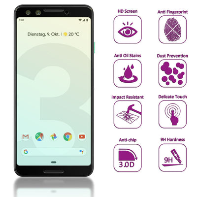 NALIA Schutzglas kompatibel mit Google Pixel 3, 9H Full-Cover Display Schutz Glas-Folie, Dünne Handy Schutzfolie Bildschirm-Abdeckung, Schutz-Film Clear HD Screen Protector - Transparent (schwarz) Default Title NALIA GlasSchutz