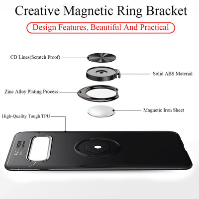 NALIA Ring Hülle kompatibel mit Samsung Galaxy S10 Plus, Schutzhülle Cover magnetische Silikon Handyhülle für KFZ-Halterung 360-Grad Finger-Halter, Dünnes Case Ständer Slim Etui Bumper Schwarz NALIA Protective Hülle