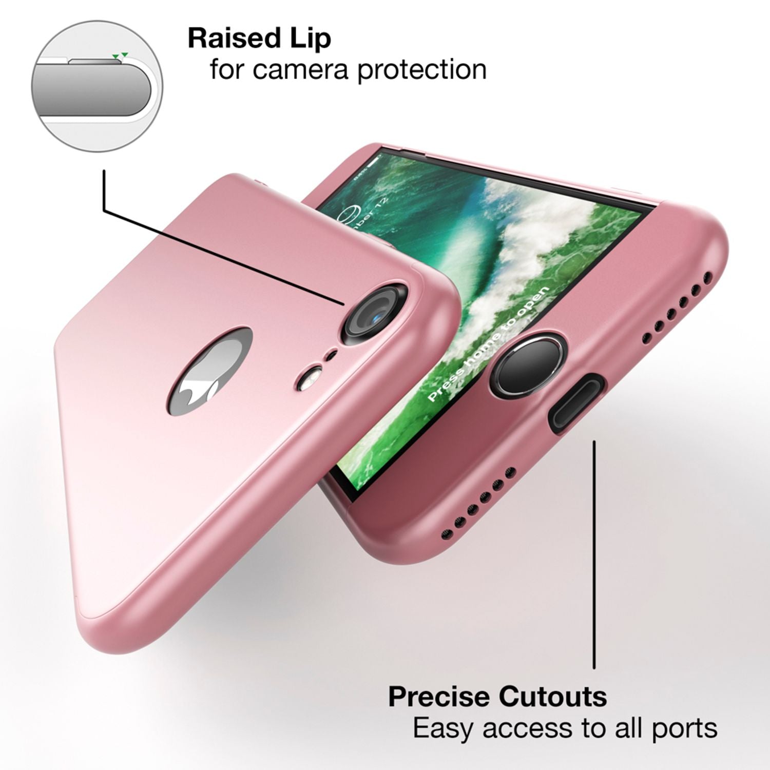 iPhone 7 Hülle 360 Grad Handyhülle mit Displayschutz von NALIA, 360° Cover Case NALIA