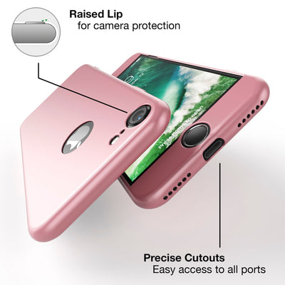 NALIA Rundum Handyhülle kompatibel mit iPhone 7, Cover 360° Grad Full-Body Doppel-Schutz Hülle mit Displayschutzglas, Bumper Hard-Case 2 in 1 Etui, Rückseite & Rahmen NALIA GlasSchutz