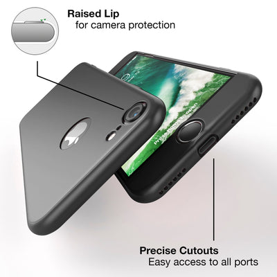 NALIA Rundum Handyhülle kompatibel mit iPhone 7, Cover 360° Grad Full-Body Doppel-Schutz Hülle mit Displayschutzglas, Bumper Hard-Case 2 in 1 Etui, Rückseite & Rahmen Rot NALIA GlasSchutz