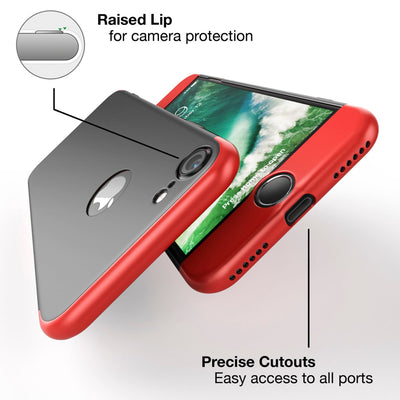 NALIA Rundum Handyhülle kompatibel mit iPhone 7, Cover 360° Grad Full-Body Doppel-Schutz Hülle mit Displayschutzglas, Bumper Hard-Case 2 in 1 Etui, Rückseite & Rahmen NALIA GlasSchutz