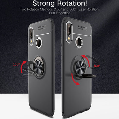 NALIA Ring Hülle kompatibel mit Huawei P20 Lite, Schutzhülle Cover magnetische Silikon Handyhülle für KFZ-Halterung 360-Grad Finger-Halter, Case Dünn Smartphone Ständer Slim Etui Bumper - Schwarz Default Title NALIA Protective Hülle