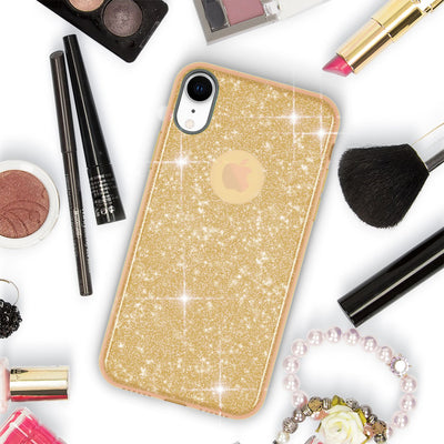NALIA Glitzerhülle für iPhone XR – Funkelnder Glitzer-Look & Grip – SHINEPOP (Silikon Case) – Marke aus Berlin Gold NALIA Protective Hülle