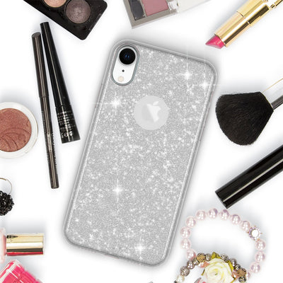 NALIA Glitzerhülle für iPhone XR – Funkelnder Glitzer-Look & Grip – SHINEPOP (Silikon Case) – Marke aus Berlin Silber NALIA Protective Hülle