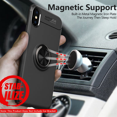 NALIA Ringhülle für iPhone X / XS – Ring-Ständer 360° & für Magnet-Halter – GRIP360 (Mattiertes Silikon Case) – Marke aus Berlin Schwarz NALIA Protective Hülle