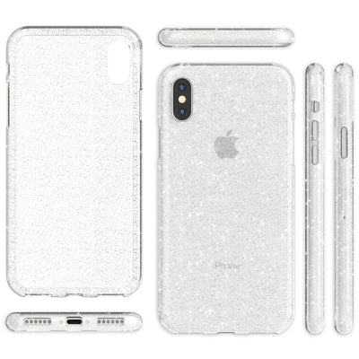 NALIA Glitzerhülle für iPhone X / XS – Funkelndes Silikon Case – DAZZLIN (Transparent & Stoßfest) – Marke aus Berlin Transparent NALIA Transparente Hülle