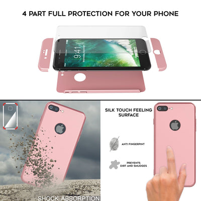 iPhone 7 Plus Handyhülle 360° NALIA Case Cover Komplettschutz Rundum Outdoor Rot Schwarz NALIA GlasSchutz